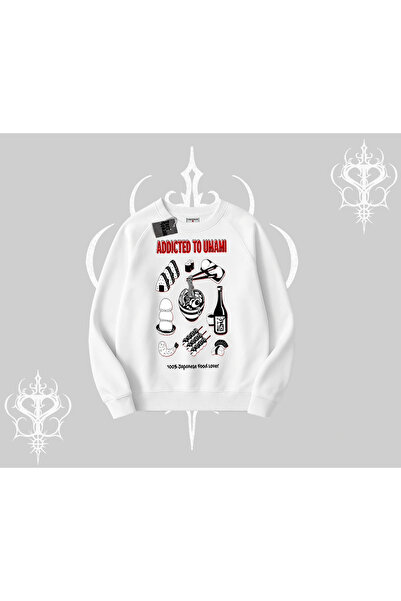 Tarzsokak سويت شيرت بيسكيلت ذو طابع المطبخ الياباني مطبوع