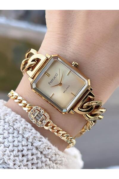 Ferrucci ساعة يد نسائية بتصميم سلسلة مع ضمان لمدة عامين ومقاومة للماء حتى 3 ضغط جوي + سوار Z.03494.5