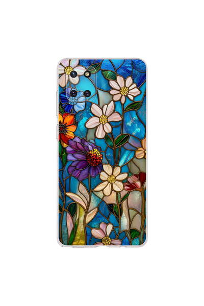 PrintiFy Samsung Galaxy Note 10 Lite ile Uyumlu Vitray Mavi Bahar Tasarımlı Ş...