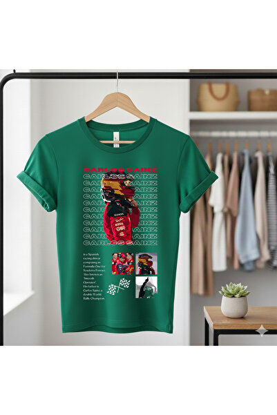 MAGORS CARLOS SAINZ BUMBAC IMPRIMAT Mânecă scurtă CORTĂ REGULARĂ F1 tricou