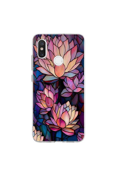 PrintiFy Xiaomi Mi 8 ile Uyumlu Vitray Sessiz Lotus Tasarımlı Şeffaf Silikon ...