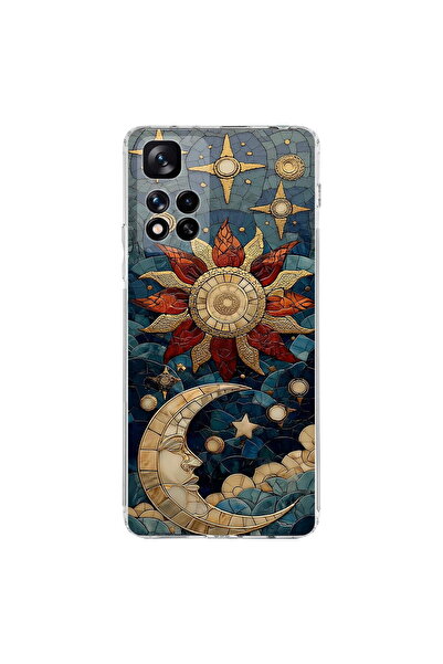 PrintiFy Xiaomi Redmi Note 11 Pro Plus 5G ile Uyumlu Vitray Sol ve Luna Tasar...