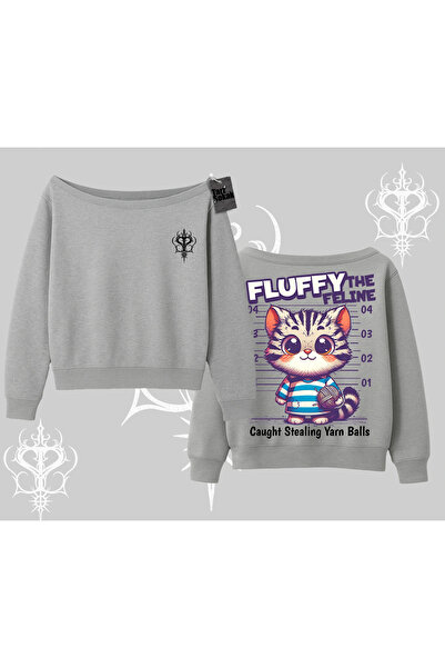 Tarzsokak Hanorac cu guler bărcuță, cu imprimeu drăguț cu pisică scrisă pe sp...