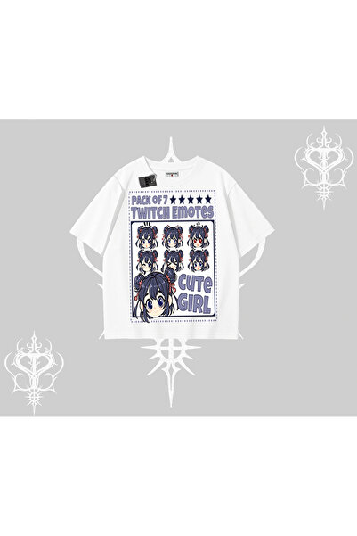 Tarzsokak Tricou supradimensionat Twitch Emotes Fată drăguță Expresie anime