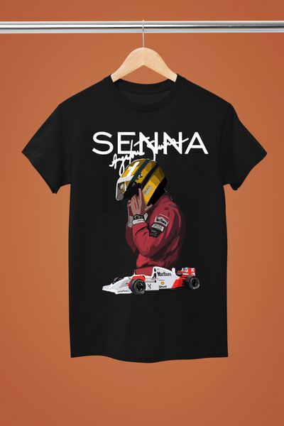 MAGORS AYRTON SENNA IMPRIMAT BUMBAC Mâneci scurte CROP REGULAR F1 tricou