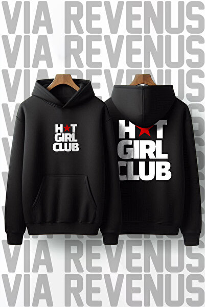 Vordevia Hot Girl Club cu imprimeu Unisex supradimensionat cu glugă Swea tric...