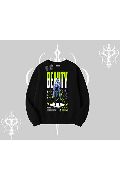 Tarzsokak سويت شيرت بيسكيلت أنيمي يونيتي برسومات نيون مفصلة مطبوع