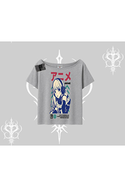 Tarzsokak Tricou cu gâtul barcă, cu model anime pentru fete, în stil japonez