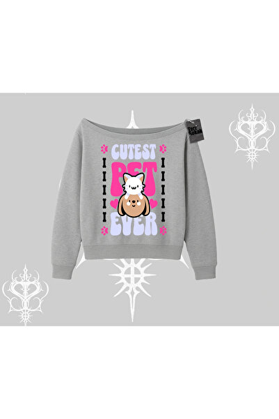 Tarzsokak Hanorac cu guler bărcuță, imprimat cu „Cel mai bun animal de compan...