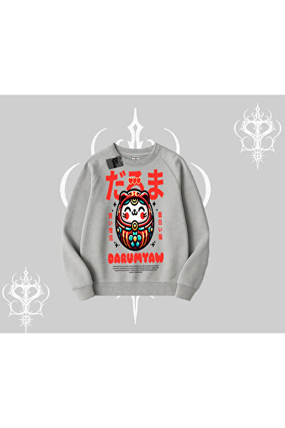 Tarzsokak Hanorac Biskilet cu imprimeu Daruma Cat Anime