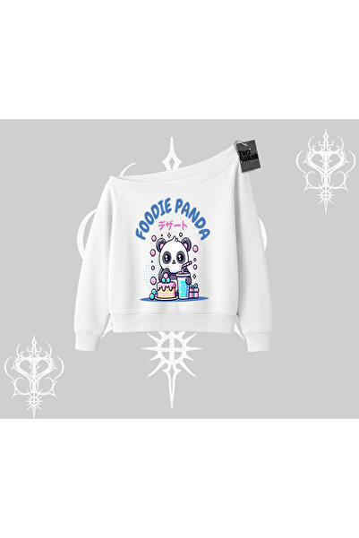 Tarzsokak سويت شيرت برقبة على شكل قارب فودي باندا حلو ولطيف مطبوع