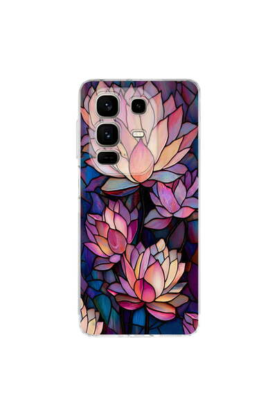 PrintiFy Infinix Note 50 Pro Plus ile Uyumlu Vitray Sessiz Lotus Tasarımlı Şe...