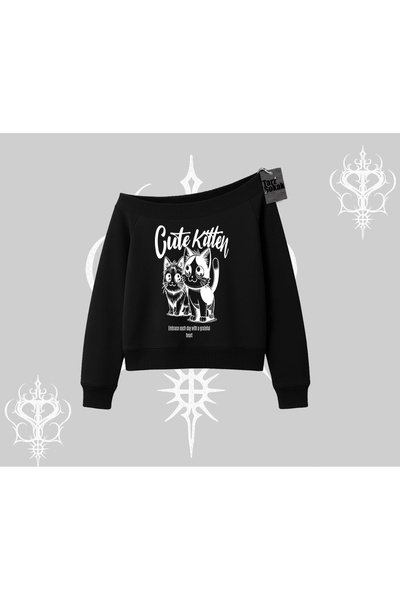 Tarzsokak Slatka majica sa napisom "Cute Kitten" mačka Štampano sa lađastim i...