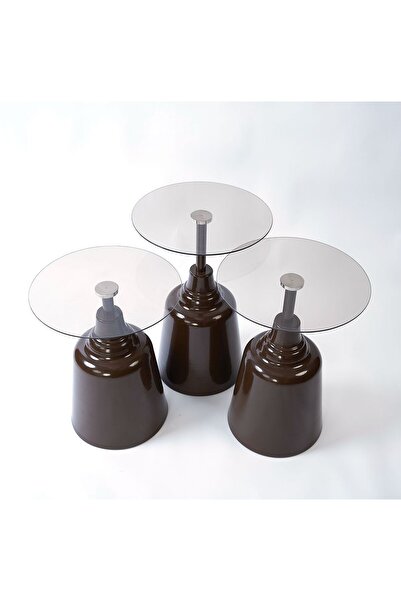 Lins Aksesuar Cacao 3'lü set yan sehpa