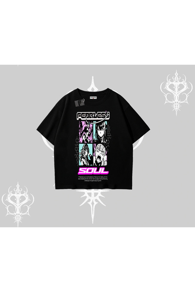 Tarzsokak Tricou supradimensionat Fearless Soul cu imprimeu colaj anime