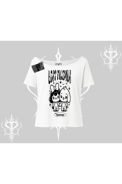 Tarzsokak Tricou cu gâtul tip barcă, cu imprimeu Best Friends Forever, design...