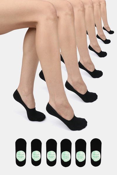 ERENART Bamboo Women's Ballerina Black Socks Seamless Invisible Anti-Slip Hee...