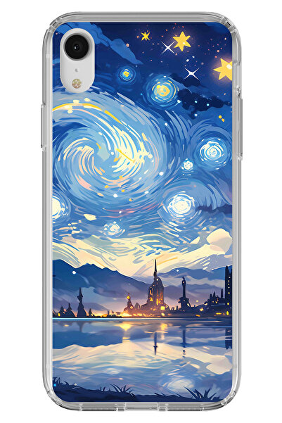 TechTree حافظة سيليكون متوافقة مع هاتف iPhone XR بتصميم السماء المرصعة بالنجو...