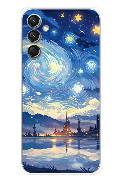 TechTree حافظة سيليكون متوافقة مع هاتف سامسونج جالاكسي A24 بتصميم السماء المر...