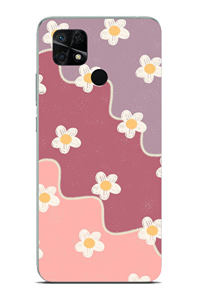 TechTree حافظة سيليكون Redmi 10C - متوافقة مع POCO C40 بلون الورد المجفف والليلك المموج مطبوع