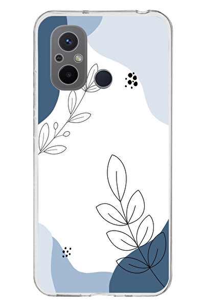 TechTree حافظة سيليكون متوافقة مع هاتف Redmi 12C ذات أشكال هادئة زرقاء وخطوط ...