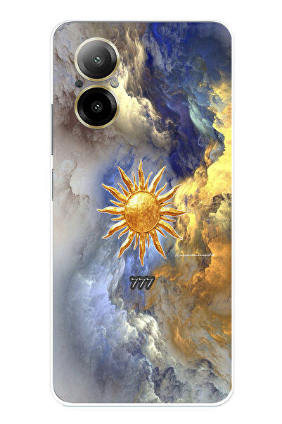 TechTree حافظة سيليكون متوافقة مع هاتف Realme 12 Lite 777 بتصميم الشمس والسحا...