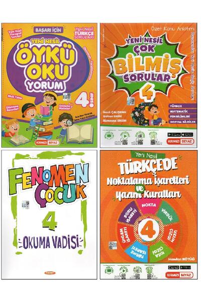 Kırmızı Beyaz Yayınları Kırmızı Beyaz 4.Sınıf Çok Bilmiş Sorular+Noktalama İş...