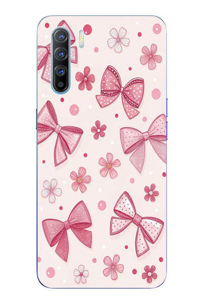 TechTree حافظة سيليكون متوافقة مع هاتف اوبو رينو 3-A91، وردية اللون، على شكل ...