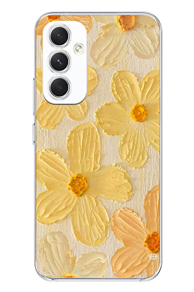 TechTree حافظة سيليكون متوافقة مع هاتف سامسونج جالاكسي A54 بلون أصفر ديزي مطبوع