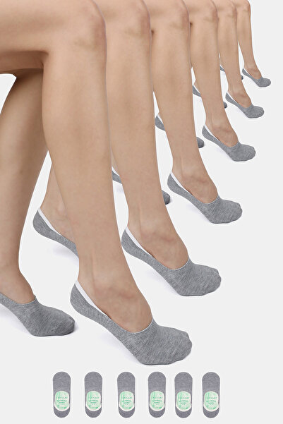 ERENART Bamboo Women's Ballerina Gray Melange Socks Stitch-Free Invisible Ant...