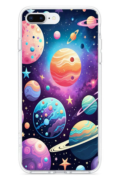 TechTree حافظة سيليكون مطبوع متوافقة مع هاتف iPhone 7 PLUS-8 PLUS بنمط الفضاء...