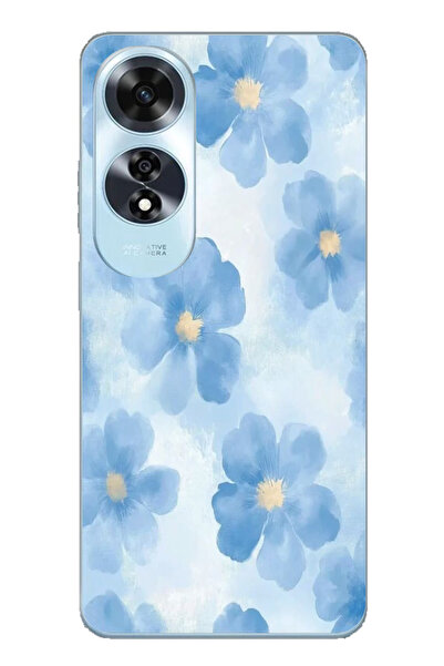 TechTree حافظة سيليكون متوافقة مع هاتف اوبو A60 باللون الأزرق مطبوع