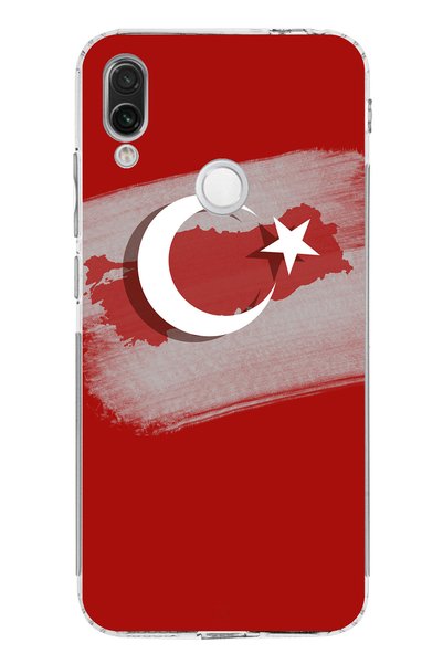 TechTree حافظة سيليكون متوافقة مع هاتف Redmi Note 7-7 PRO مع خريطة تركيا وعلم...