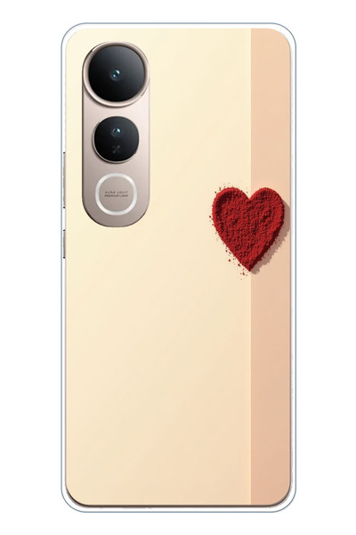 TechTree حافظة سيليكون متوافقة مع هاتف Vivo V50 Lite ذات خلفية كريمية وقلب أح...