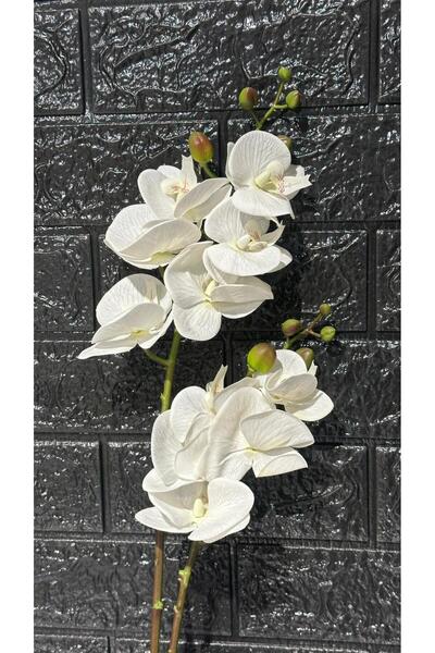 greeneyehome YAPAY ISLAK BEYAZ YAPRAKLI 2'Lİ ORKİDE 65 CM