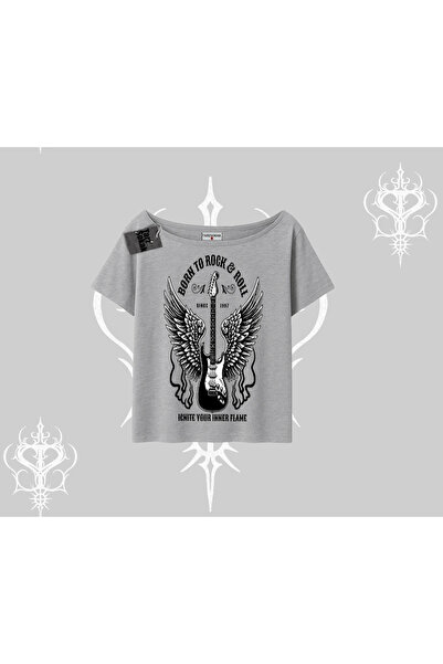 Tarzsokak Μπλουζάκι με λαιμόκοψη Kayık Yaka  "Born to Rock " - Κληρονομιά της...