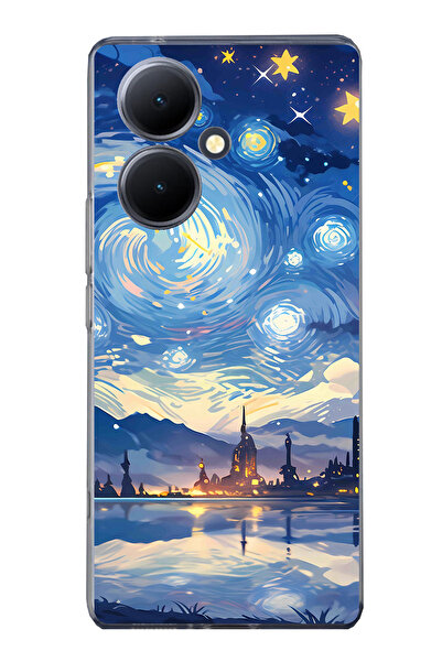 TechTree حافظة سيليكون متوافقة مع هاتف Vivo V29 Lite 5G بتصميم السماء المرصعة...