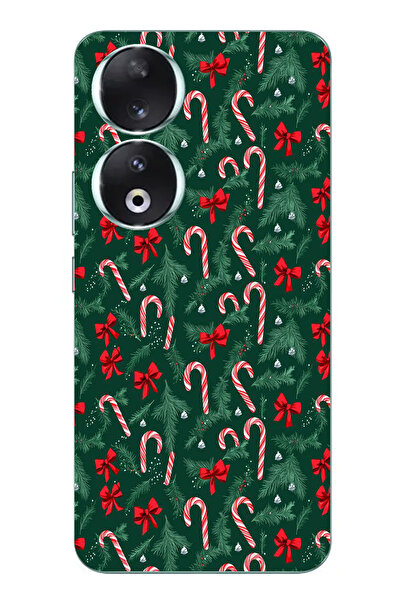 TechTree حافظة سيليكون متوافقة مع Honor 90 لشجرة الصنوبر وعصا الحلوى مطبوع