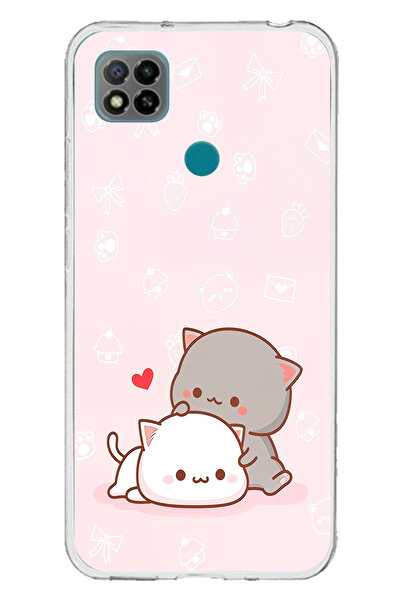 TechTree حافظة سيليكون متوافقة مع Redmi 9C / 10A لطيفة وريموتيك كات مطبوع