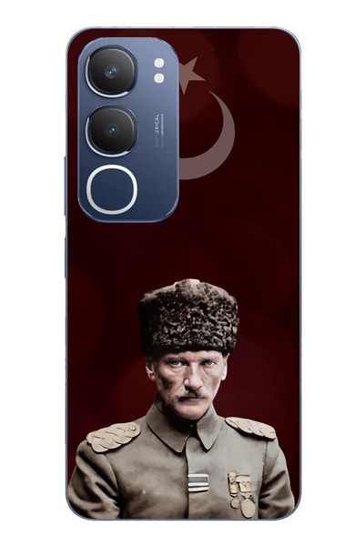 TechTree حافظة سيليكون متوافقة مع Vivo Y19s Moon Star ورئيس القائد أتاتورك مطبوع