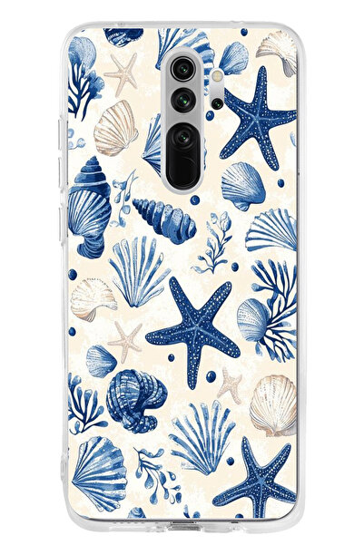 TechTree حافظة سيليكون مطبوع متوافقة مع هاتف Redmi Note 8 بنمط Blue Sea Shell...