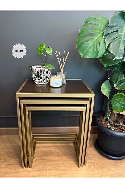 KuraArt 3’lü Ahşap Hera Zigon Sehpa