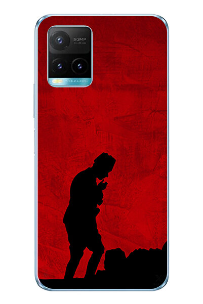 TechTree حافظة سيليكون أتاتورك مطبوع متوافقة مع هاتف Vivo Y21s مع تفاصيل ظل وشكل