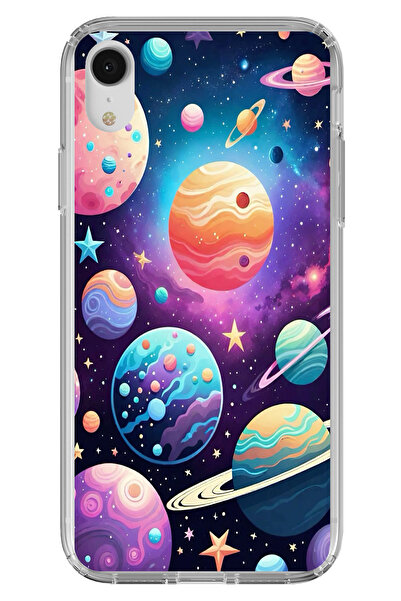 TechTree حافظة سيليكون مطبوع متوافقة مع هاتف iPhone XR بنمط الفضاء والكواكب و...