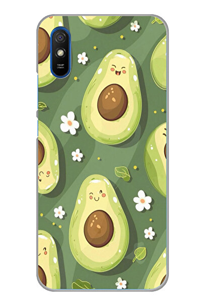 TechTree حافظة سيليكون متوافقة مع هاتف Redmi 9A باللون الأخضر اللطيف على شكل ...