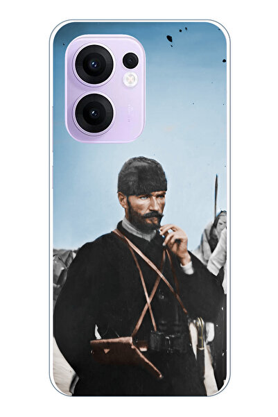 TechTree حافظة سيليكون متوافقة مع هاتف OPPO Reno 13F من أتاتورك في المقدمة مطبوع