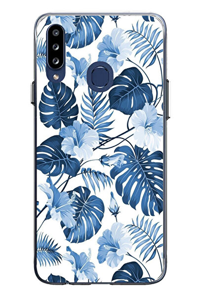 TechTree حافظة سيليكون مطبوع متوافقة مع هاتف سامسونج جالاكسي A20S بنمط أوراق ...