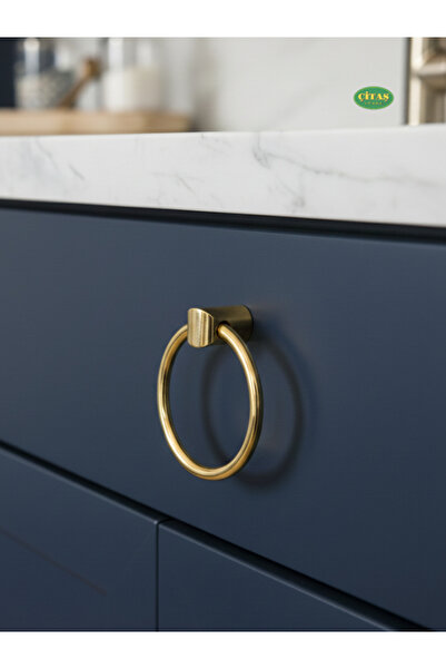 ÇİTAŞ ALTIN RENK HALKA MODEL LÜKS TEKLİ KULP ( TEK VİDALI )