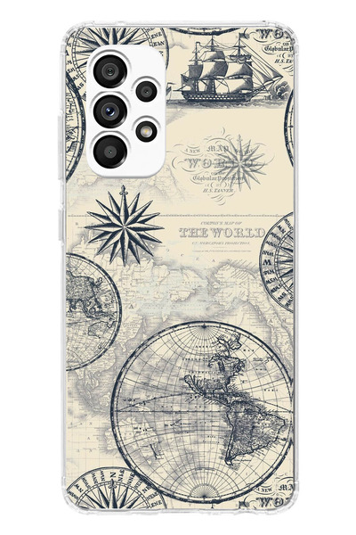 TechTree حافظة سيليكون متوافقة مع هاتف سامسونج جالاكسي A23 تحمل خريطة العالم ...