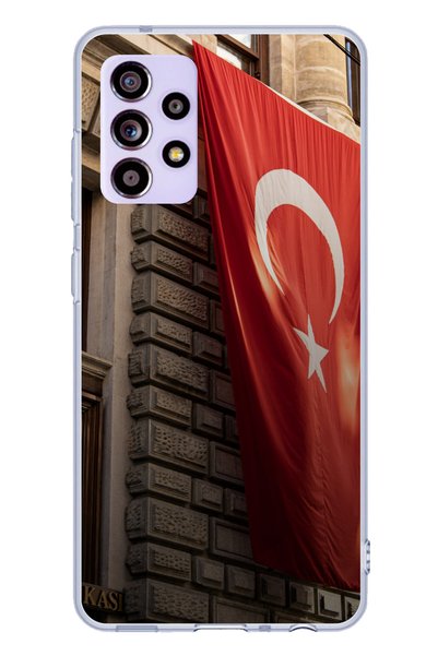 TechTree حافظة سيليكون متوافقة مع هاتف سامسونج جالاكسي A32 بتصميم العلم الترك...